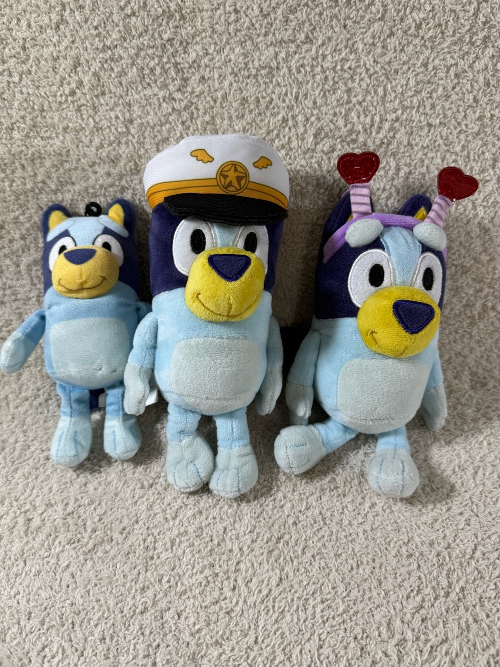 Bluey Plush Lot of 3 Mini Stuffed Toys Pilot Valentine & Classic Approx 6-7”